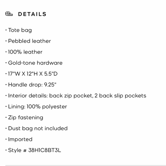 Michael Kors Beth Large Pebbled Leather Tote Bag- NWT - Picture 9 of 9